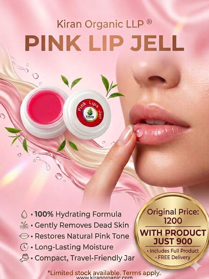 Kiran Organic Premium Pink Lip Jell – Hydrating & Exfoliating Lip Balm