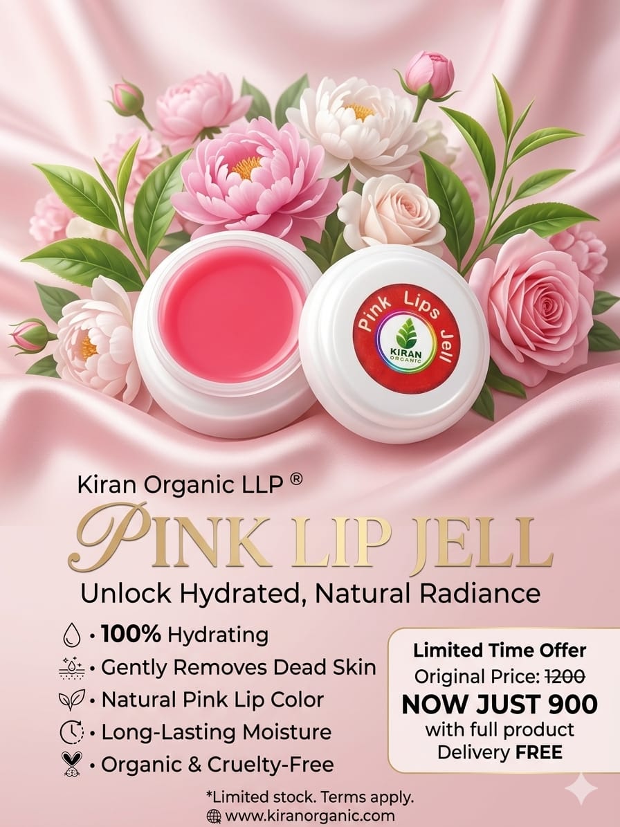 Kiran Organic Premium Pink Lip Jell – Hydrating & Exfoliating Lip Balm